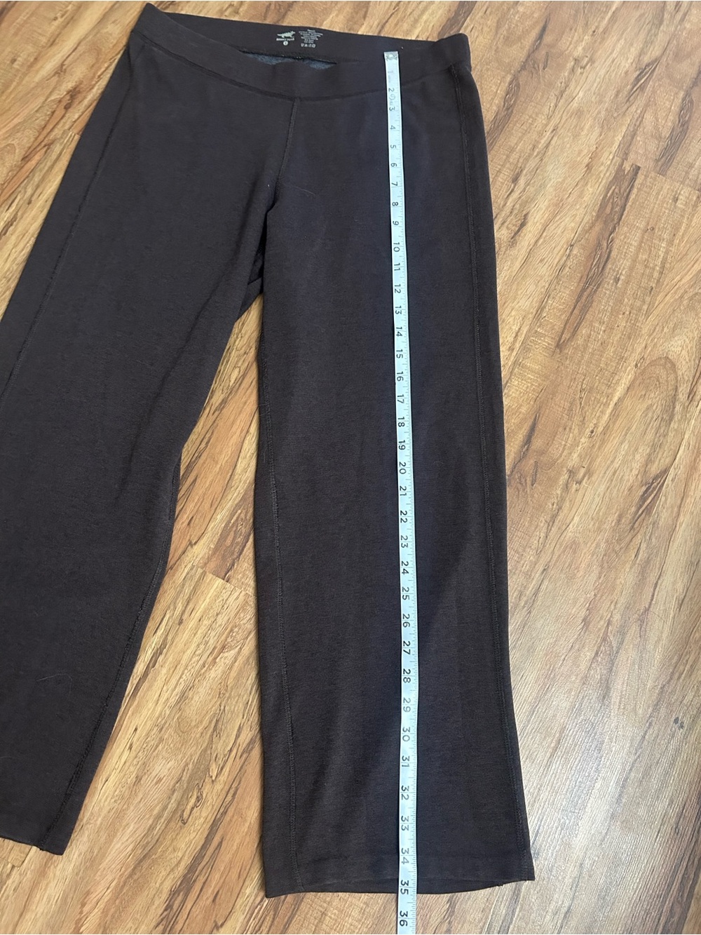 Horny Toad Wide Leg Chocolate Brown Low Rise Cropped Leggings Womens L - Picture 6 of 8